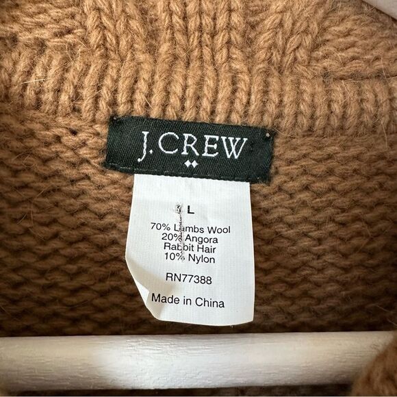 Vintage J. Crew Cable Knit Wool Blend Cardigan Sweater in Tan Size L - Picture 5 of 5